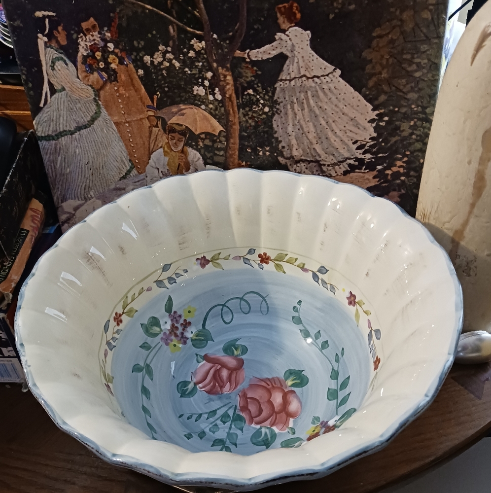 Certified International Floral Large 13"×7" Pasta Serving Bowl🍲A 🎁VINTAGE GEM. - Picture 10 of 16